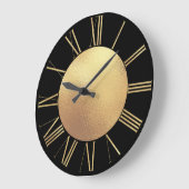 グラマラスなブラックと金ゴールド ラージ壁時計 (傾斜)