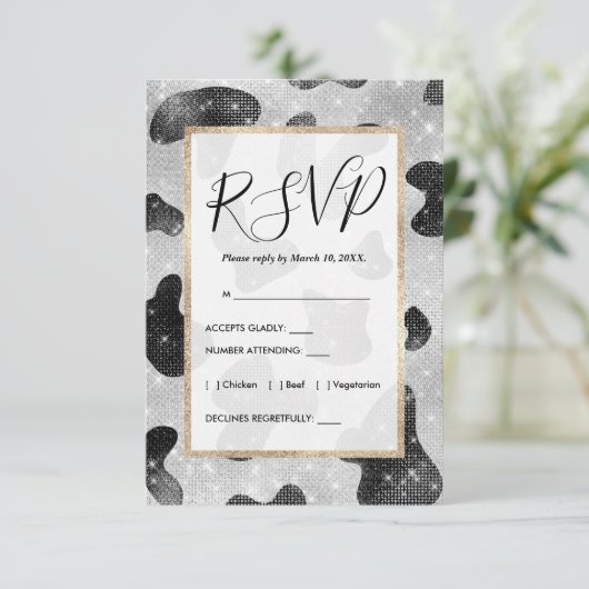 グラマラスなブラックスパークリーグリッターシークインズカウズプリント エンクロージャーカード (スタンド正面)