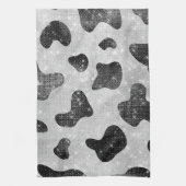 グラマラスなブラックスパークリーグリッターシークインズカウズプリント キッチンタオル (縦)