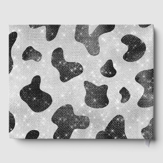 グラマラスなブラックスパークリーグリッターシークインズカウズプリント ゲストブック (裏面)