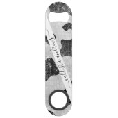 グラマラスなブラックスパークリーグリッターシークインズカウズプリント スピード栓抜き (正面)