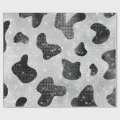 グラマラスなブラックスパークリーグリッターシークインズカウズプリント ラッピングペーパー (フラット)