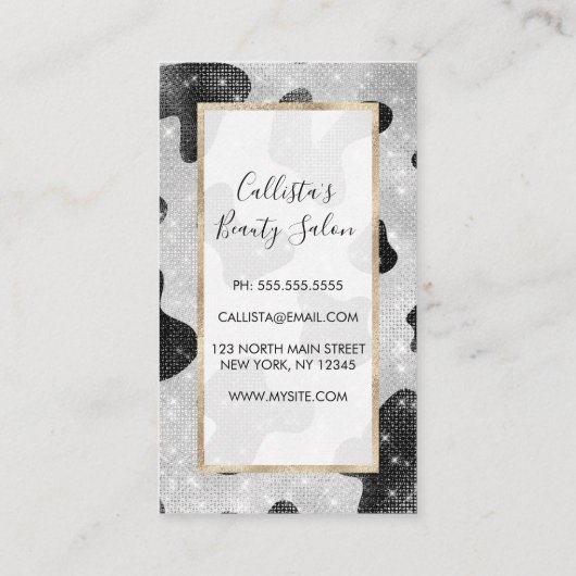 グラマラスなブラックスパークリーグリッターシークインズカウズプリント 割引カード (裏面)