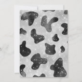 グラマラスなブラックスパークリーグリッターシークインズカウズプリント 招待状 (裏面)