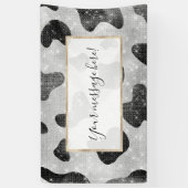 グラマラスなブラックスパークリーグリッターシークインズカウズプリント 横断幕 (縦)