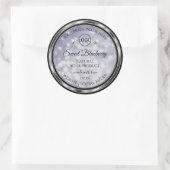 グラマラスなブルーグリッター製品ラベルダイヤモンドロゴ ラウンドシール (バッグ)