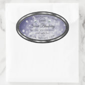 グラマラスなブルーグリッター製品ラベルダイヤモンドロゴ 楕円形シール (バッグ)