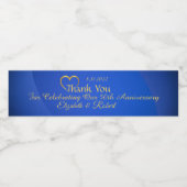 グラマラスなブルー&金ゴールド50周年記念パーティーのお願い ペットボトルラベル (シングルラベル)