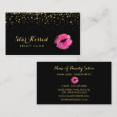 グラマラスなホットピンクキスとフェイク金ゴールドグリッター 名刺 (正面/裏面)