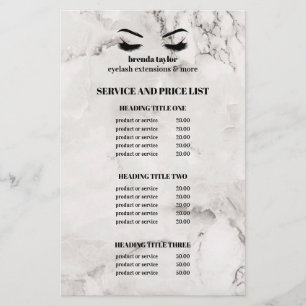 グラマラスなホワイト大理石 EYELASH SALON サービスリスト チラシ