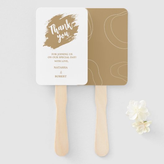 グラマラスなホワイト&金ゴールドクールステイのスタイル感謝していよ ハンドファン (正面&裏面)