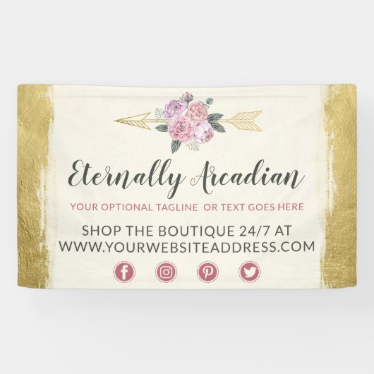 グラマラスなボヘミアンフローラアローズ金ゴールドボホシック 横断幕 (横)