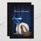 グラマラスなマーティニー カクテルパーティーの女の子 ハイヒール 招待状 (正面/裏面)