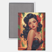 グラマラスなメキシコのピンアップポートレート マグネット (正面/裏面)