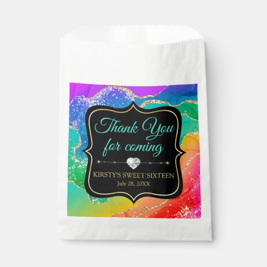 グラマラスなレインボーアルコールインクアゲートスウィート16 フェイバーバッグ (正面)