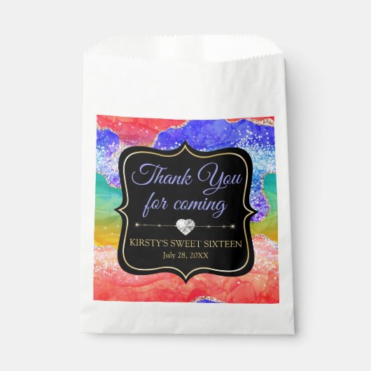 グラマラスなレインボーアルコールインクアゲートスウィート16 フェイバーバッグ (正面)