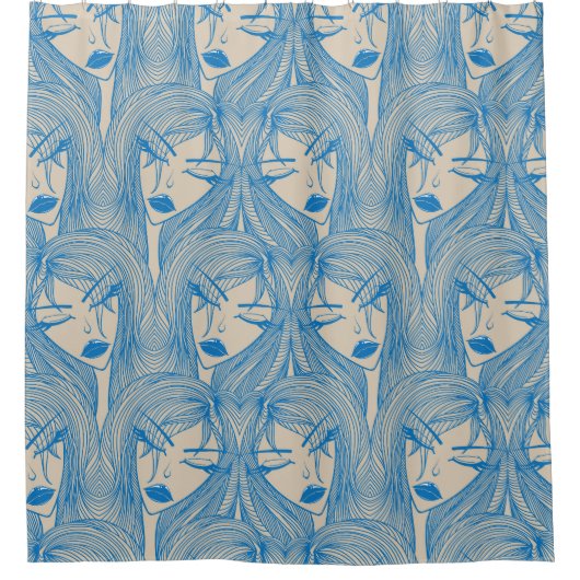 グラマラスな女の子スタイリッシュ：シームレスなパターン。 シャワーカーテン (正面)