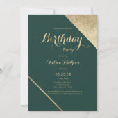 グラマラスな森の緑の金ゴールドシックな誕生日パーティー 招待状 (正面)