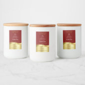 グラマラスな波状金ゴールドデコール暗赤色モノグラムラベル フードラベル (ボトル)