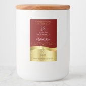 グラマラスな波状金ゴールドデコール暗赤色モノグラムラベル フードラベル (正面)