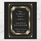 グラマラスな素晴らし金ゴールドギャツビー黒アールデコズ ワインラベル (シングルラベル)