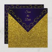 グラマラスな紫と金ゴールドは日付を保存 セーブザデート (正面/裏面)