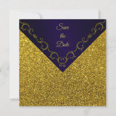 グラマラスな紫と金ゴールドは日付を保存 セーブザデート (正面)