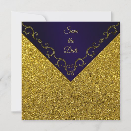 グラマラスな紫と金ゴールドは日付を保存 セーブザデート (正面)