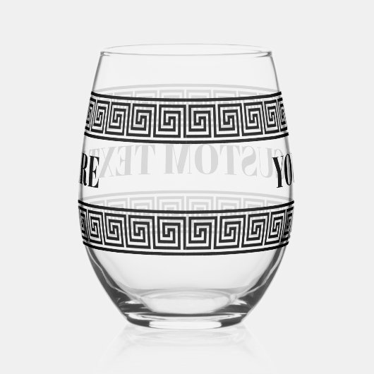 グラマラスな茎のないワイングラスとギリシャの鍵プリント ステムなしワイングラス (右)