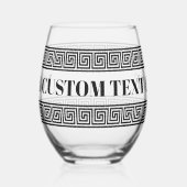 グラマラスな茎のないワイングラスとギリシャの鍵プリント ステムなしワイングラス (左)