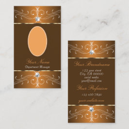 グラマラスな茶色のオレンジ華美色のオーナメントと写真 名刺