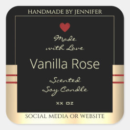 グラマラスな製品の包装ラベル黒と金ゴールド スクエアシール