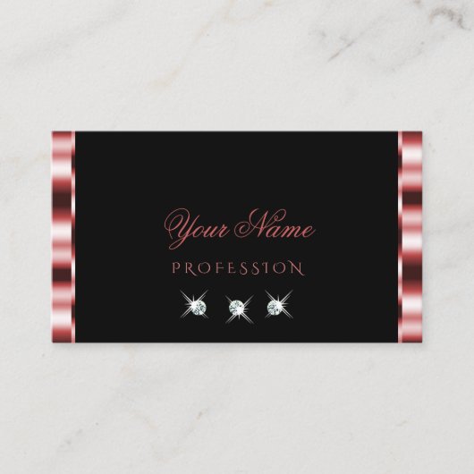 グラマラスな赤と黒のきらめくダイヤスタイリッシュン 名刺 (正面)