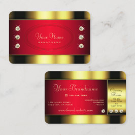 グラマラスな金ゴールドとラインストーンフェイクで赤 名刺