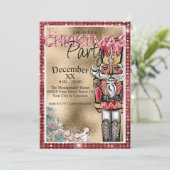 グラマラスな金ゴールドとレッドダイヤモンドナツクラッカークリスマス 招待状 (スタンド正面)