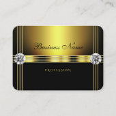 グラマラスな金ゴールドと黒とキラキラ色のラインストーン 名刺 (正面)
