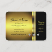 グラマラスな金ゴールドと黒とキラキラ色のラインストーン 名刺 (裏面)