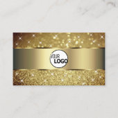 グラマラスな金ゴールドグリッタールミナススター追加ロゴ 名刺 (正面)
