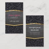 グラマラスな金ゴールドシャルボードパネルグリッタークールブラック 名刺 (正面/裏面)