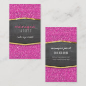 グラマラスな金ゴールドシャルボードパネルグリッターピンク 名刺 (正面/裏面)