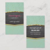 グラマラスな金ゴールドフォイルアートデコ日が差すことミントグリーン 名刺 (正面/裏面)