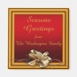 グラマラスな金ゴールドフレームフェイク&バウのクリスマス マグネット