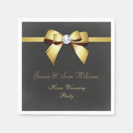 グラマラスな金ゴールドボウ&リボンハウスウォーミング スタンダードカクテルナプキン