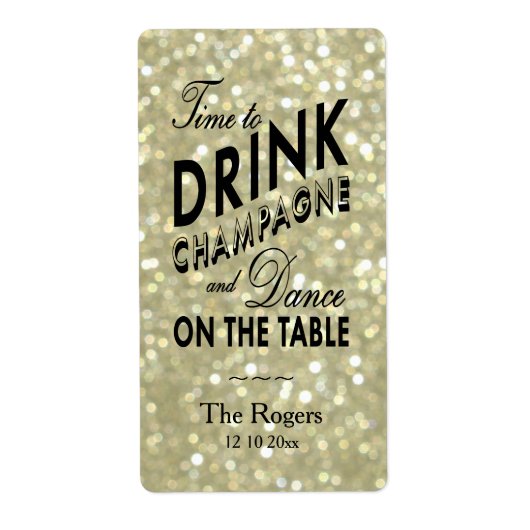 グラマラスな金ゴールドワインラベル ラベル (正面)