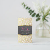 グラマラスな金ゴールド箔の素朴な手描き模様 名刺 (スタンド正面)