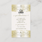 グラマラスな金ゴールド華美クリームオーナメントとロゴ 名刺 (裏面)