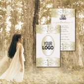 グラマラスな金ゴールド華美クリームオーナメントとロゴ 名刺