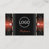 グラマラスな黒い溶岩レッドの四角い宝石とロゴ 名刺 (正面)