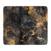 グラマラスな黒と金ゴールドの大理石効果 カッティングボード (正面)
