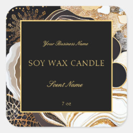 グラマラスな黒と金ゴールド抽象芸術大理石ゲート スクエアシール